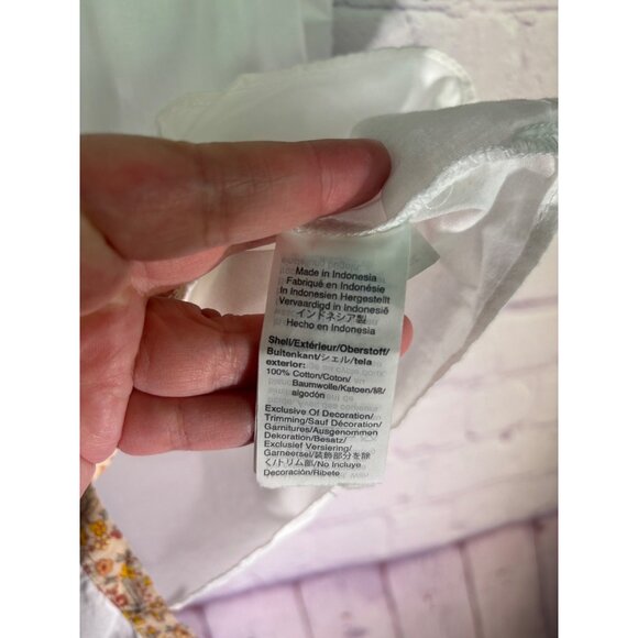 Madewell Ruffle Sleeve Bib Top White Solid Women’s Cotton Flutter - Picture 7 of 12